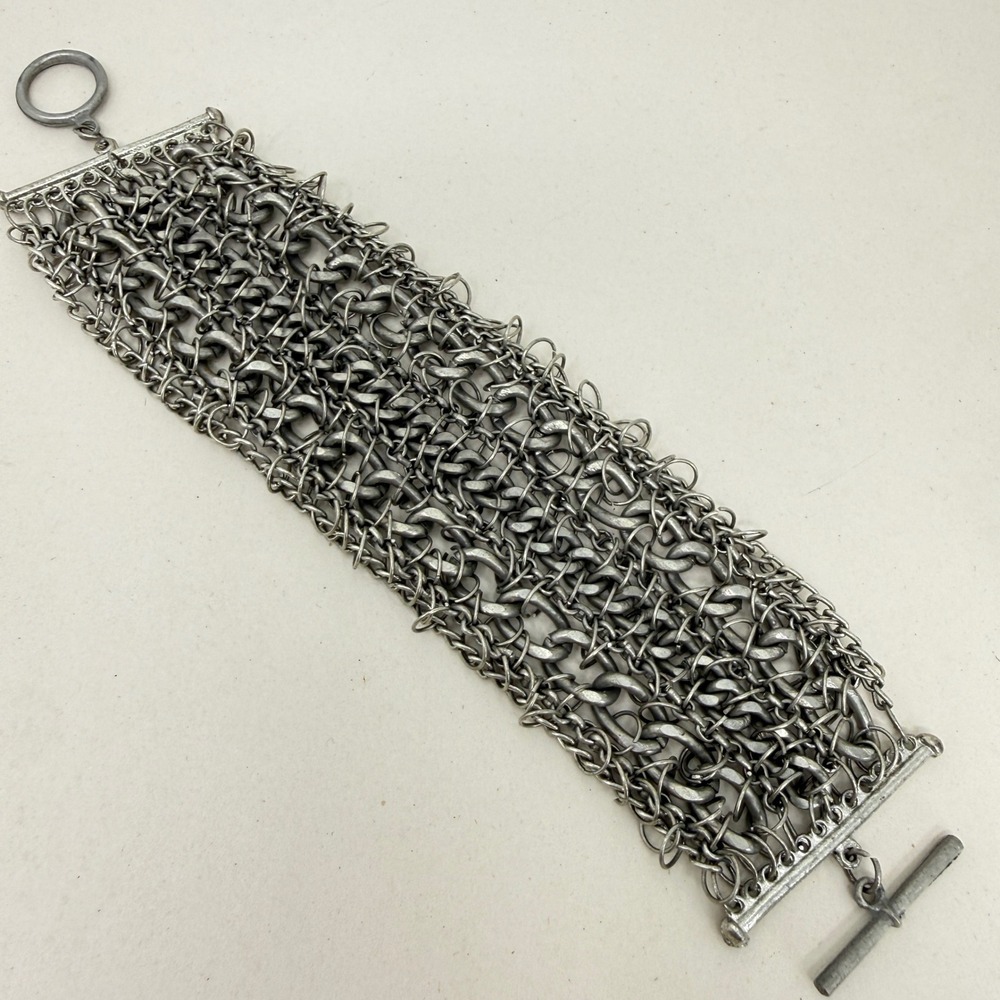Chunky Chainmail Statement Bracelet Toggle Clasp … - image 2